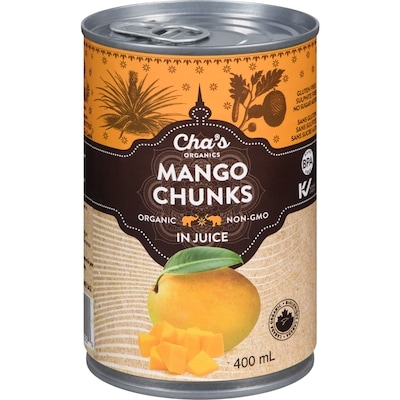 Cha's Organics Mango Chunks In Juice 400 ml, $1.62/100ml