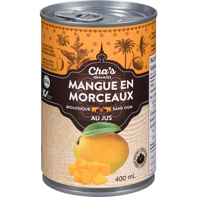 Cha’s Organics Mangue en morceaux au jus 400 ml, 1,75 $/100ml