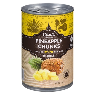 Cha's Organics Pineapple Chunks In Juice 400 ml, $1.62/100ml