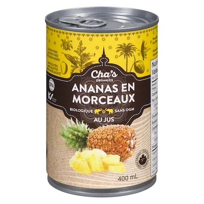 Cha’s Organics Ananas en morceaux au jus 400 ml, 1,75 $/100ml