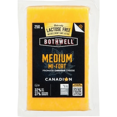 Bothwell Medium Cheddar Cheese 32% M.F. 250 g, $5.20/100g