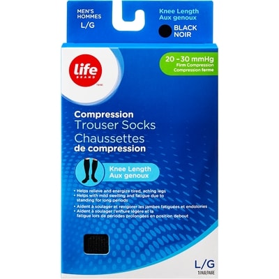 Life Brand Men's L Black Firm Compression Trouser Socks 1 ea, $36.99/1ea