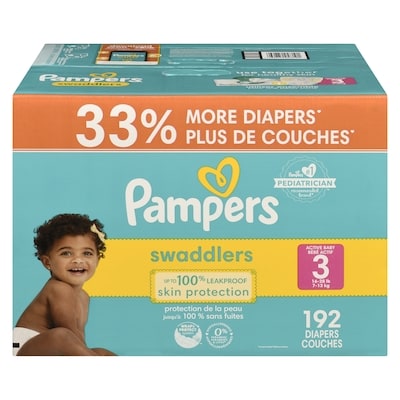 Pampers Swaddlers Active Baby Diaper Size 3 192 Count 192 ea, $0.23/1ea