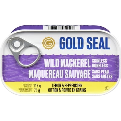 GoldSeal Maquereau sauvage sans peau sans arêtes citron & poivre en grains 115 g, 3,73 $/100g