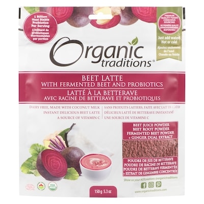 Organic Traditions Beet Latte With Fermented Beet And Probiotics 150 g, $14.66/100g