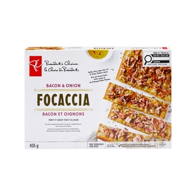 le Choix du Président Focaccia bacon et oignon  455 g, 1,05 $/100g