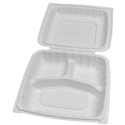 Eco-Packaging 9x9 PP Hinged Container 3-Compartment, Pack of 75 75 ea, $0.45/1ea