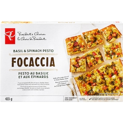 le Choix du Président Focaccia pesto au basilic et aux épinards 415 g, 1,08 $/100g