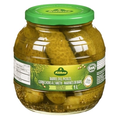 Kuhne Cornichons à l'aneth - marinés en barril aigres-doux 1 l, 0,90 $/100ml