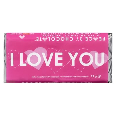 Peace By Chocolate I Love You Chocolate Bar, Milk Chocolate with Hazelnuts 92 g, $6.51/100g