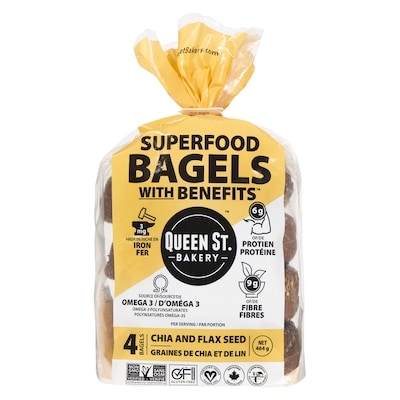 Queen St. Bakery Superfood Bagels Chia And Flax Seed 116 g, $8.61/100g