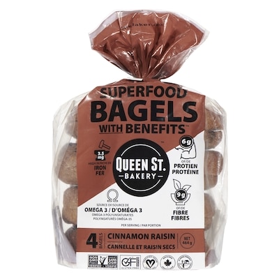 Queen St. Bakery Superfood Bagels Cinnamon Raisin 116 g, $8.61/100g