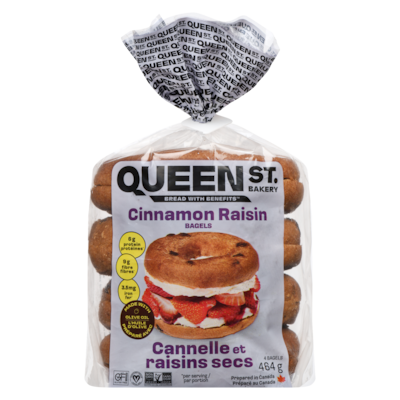 Queen St. Bakery Superfood bagels cannelle et raisins secs 464 g, 2,15 $/100g