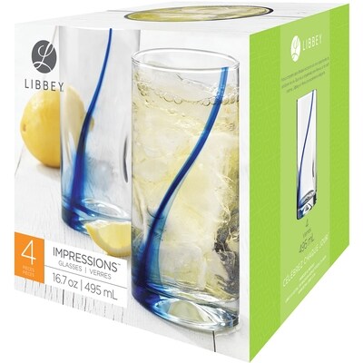 Libbey Verres, Impressions, 4 morceaux 1 ea, 9,00 $/1ch