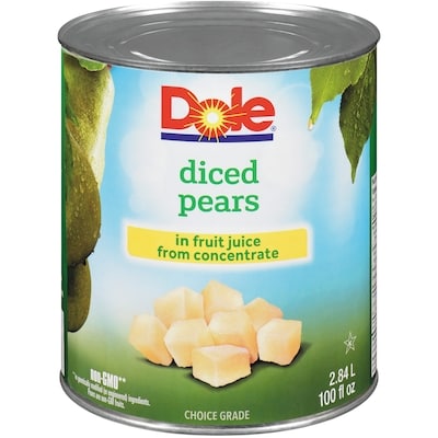 Dole Diced Pears In Fruit Juice From Concentrate 2.84 l, $0.56/100ml