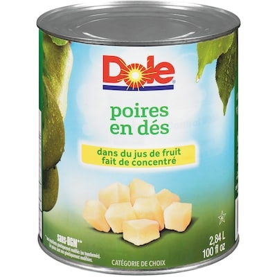 Dole Poires en dés dans du jus de fruit fait de concentré 2.84 l, 0,56 $/100ml