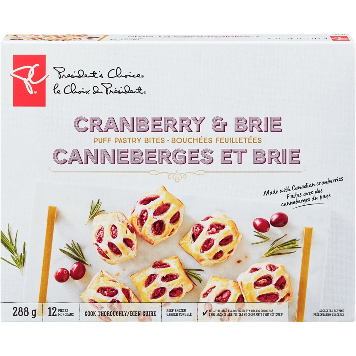 President's Choice Cranberry & Brie Puff Pastry Bites 288 g, $3.47/100g