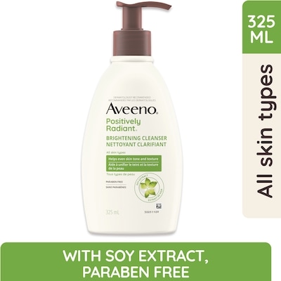 Aveeno Positively Radiant Brightening Cleanser - Soy Extract Face Cleanser, Remove Oil, Smooth Skin Tone 325 ml, $4.67/100ml
