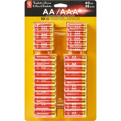 President's Choice AA and AAA Alkaline Batteries, 76 batteries 76 ea, $0.42/1ea