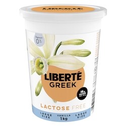 Liberte Greek 0% Lactose Free Yogurt, Vanilla, High Protein - 1000