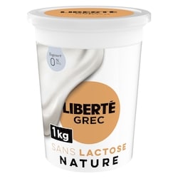 Liberté Grec Yogourt 0 % Sans lactose, Nature, Teneur élevée en protéines 1000 g, 0,90 $/100g