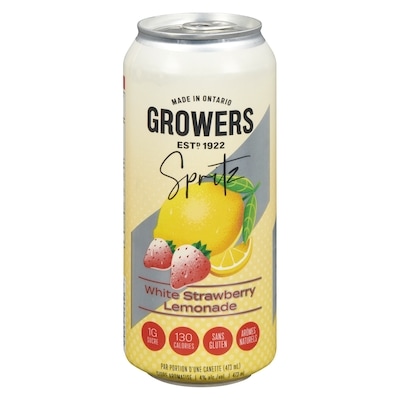 Growers Spritz Flavoured Cider White Strawberry Lemonade (ID required at pick-up) 473 ml, $0.81/100ml