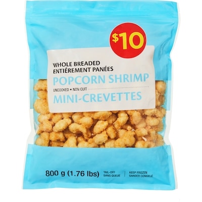 null Whole Breaded Popcorn Shrimp  800 g, $1.25/100g