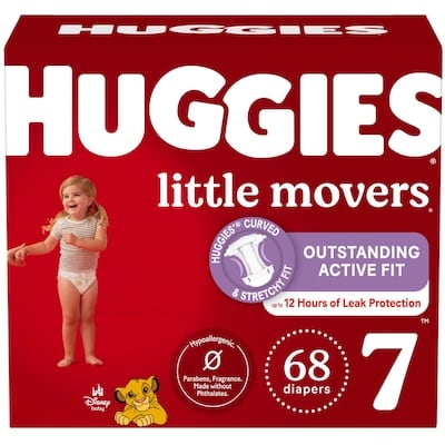 Huggies Little Movers Baby Diapers, Size 7 (41+ lbs), 68 Ct 68 ea, $0.63/1ea