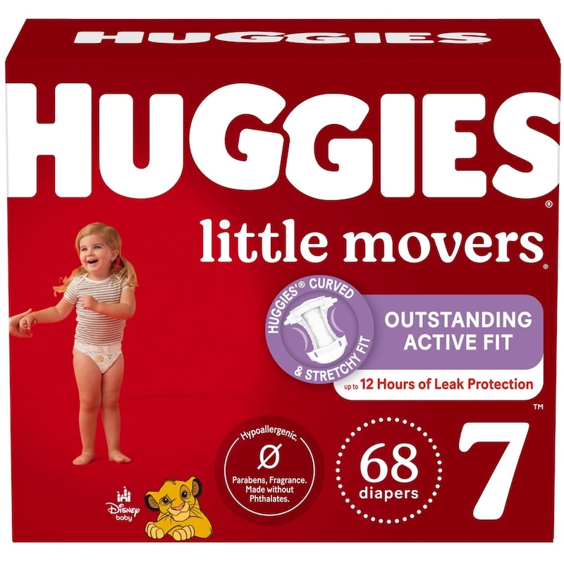 Huggies Little Movers Baby Diapers, Size (41+ lbs), 68 Ct 68