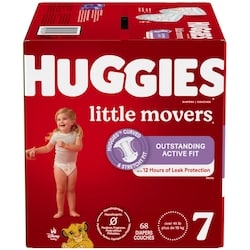 Huggies Couches pour bébés Little Movers, taille 7 (41 livres et plus), 68 couches 68 ea, 0,65 $/1ch