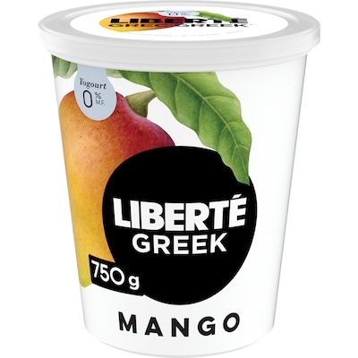 Liberte Greek 0% Yogurt, Mango, High Protein 750 g, $0.87/100g