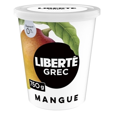 Liberté Grec Yogourt 0 %, Mangue, Teneur élevée en protéines 750 g, 1,20 $/100g