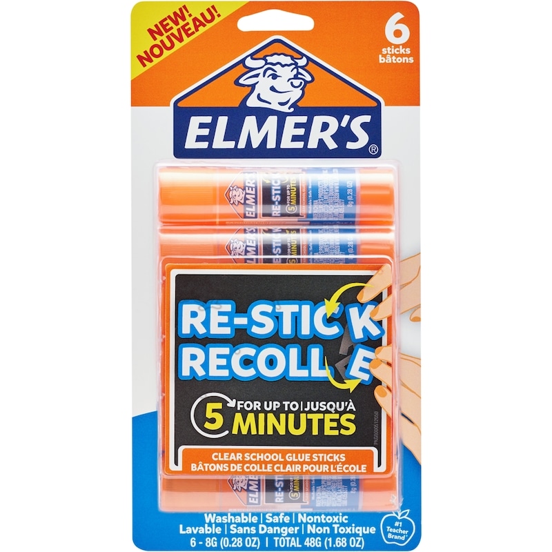 Elmer’s Re-Stick School Glue Sticks, 8g, 6 Count