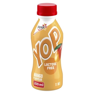 Yoplait Yop 1% Drinkable Yogurt, Mango, Lactose Free Yogurt Drink 200 ml, $1.00/100ml