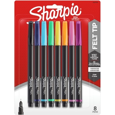 Sharpie Stylos Sharpie, pointe fine (0,4 mm), couleurs assorties, 8 unités 8x1.0 ea, 1,88 $/1ch