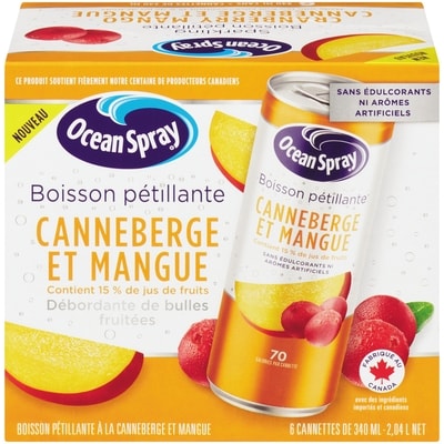 Ocean Spray Boisson pétillante à la canneberge et mangue 6x340.0 ml, 0,39 $/100ml