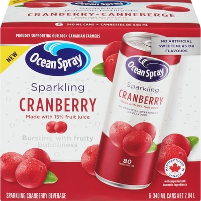 Ocean Spray Sparkling Cranberry Beverage 6x340.0 ml, $0.39/100ml