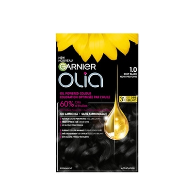 Garnier Olia Permanent Hair Dye No Ammonia and Oil Powered, 1 pack DEEP BLACK 1 ea, $13.00/1ea