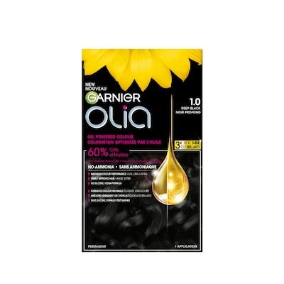 Garnier Olia Coloration Permanente Sans Ammoniaque Optimisée par l'Huile, 1 unité NOIR PROFOND 1 ea, 17,49 $/1ch