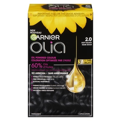 Garnier Olia Permanent Hair Dye No Ammonia and Oil Powered, 1 pack Soft Black 1 ea, $15.99/1ea
