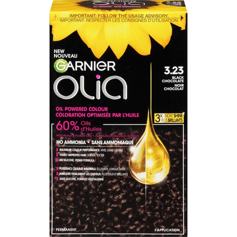 Olia Permanent Hair Dye No Ammonia and Oil Powered, 1 pack Black Chocolate