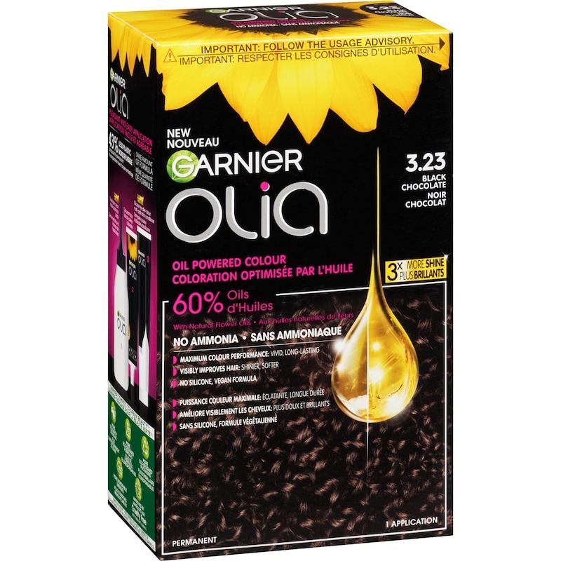 Olia Permanent Hair Dye No Ammonia and Oil Powered, 1 pack Black Chocolate
