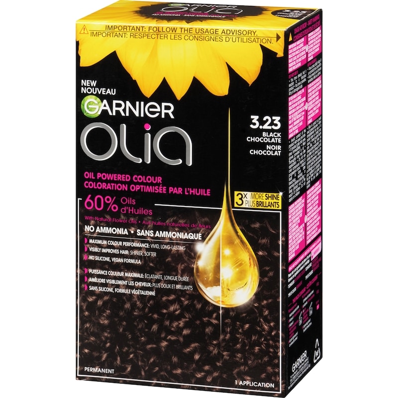 Olia Permanent Hair Dye No Ammonia and Oil Powered, 1 pack Black Chocolate