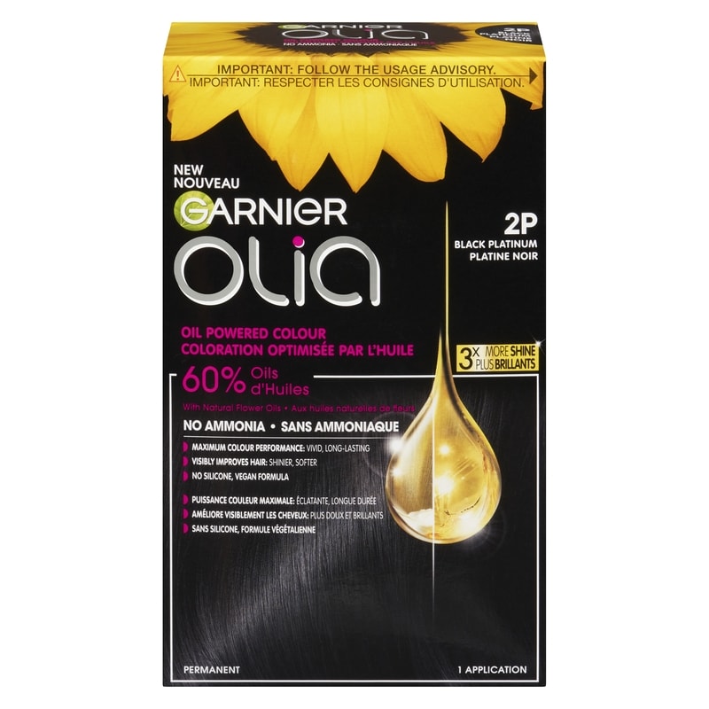 Olia Permanent Hair Dye No Ammonia and Oil Powered, 1 pack Black Platinum