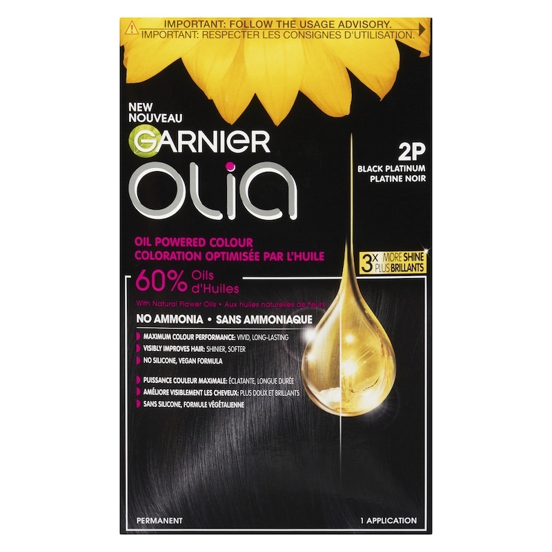 Olia Permanent Hair Dye No Ammonia and Oil Powered, 1 pack Black Platinum