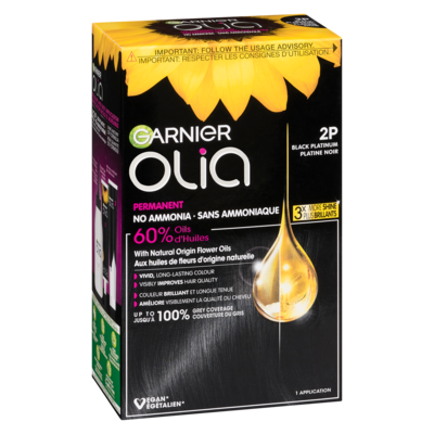 Olia Coloration Permanente Sans Ammoniaque Optimisée par l'Huile, 1 unité Platine Noir