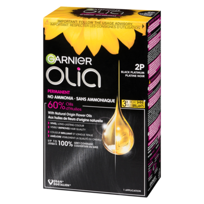 Olia Coloration Permanente Sans Ammoniaque Optimisée par l'Huile, 1 unité Platine Noir