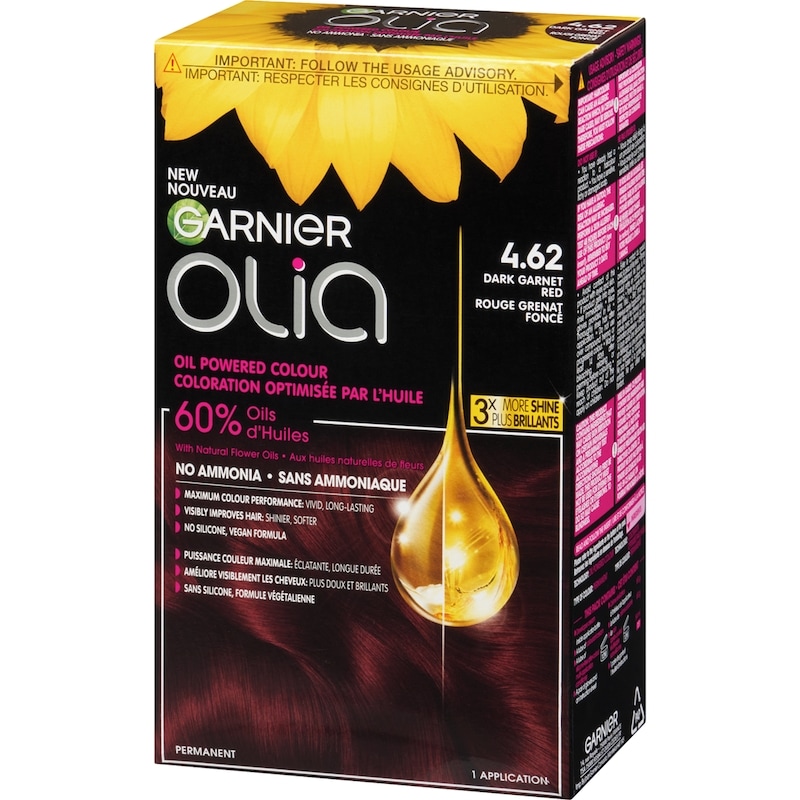 Olia Permanent Hair Dye No Ammonia and Oil Powered, 1 pack Dark Garnet Red