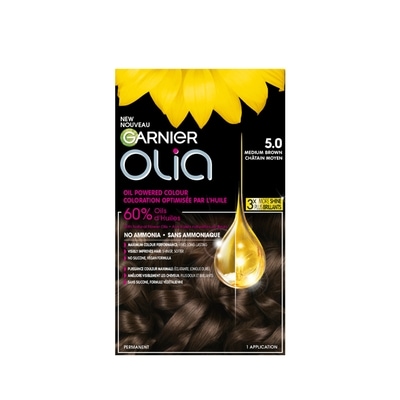 Garnier Olia Permanent Hair Dye No Ammonia and Oil Powered, 1 pack MEDIUM BROWN 1 ea, $13.00/1ea