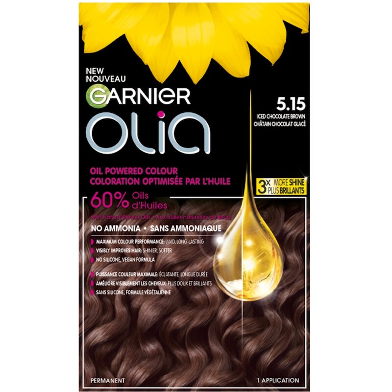 Olia Permanent Hair Dye No Ammonia and Oil Powered, 1 pack Iced Chocolate Brown